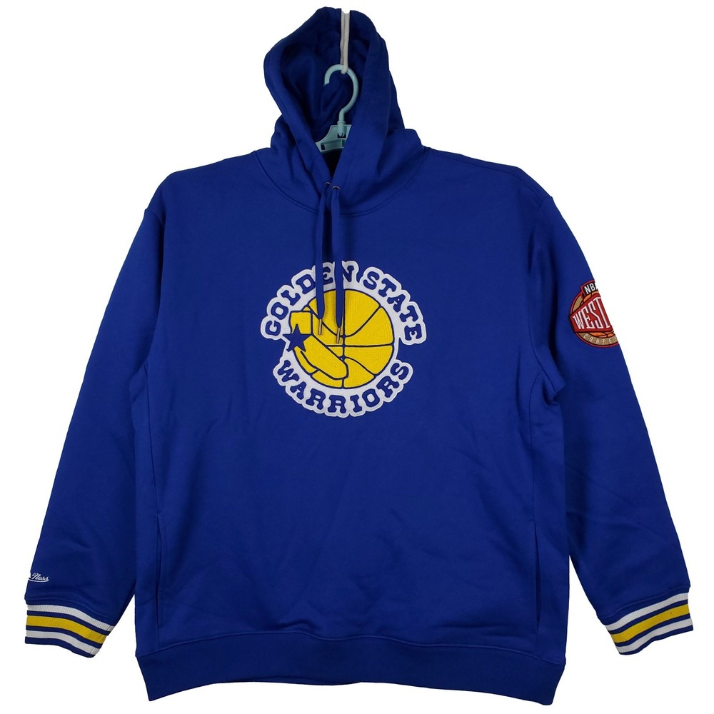 Golden State Warriors Mitchell & Ness NBA XL XLarge Hoodie Chenille Logo Art NWT - Picture 1 of 8